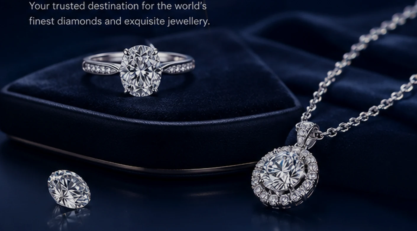 Luxury diamond jewellery on deep navy velvet