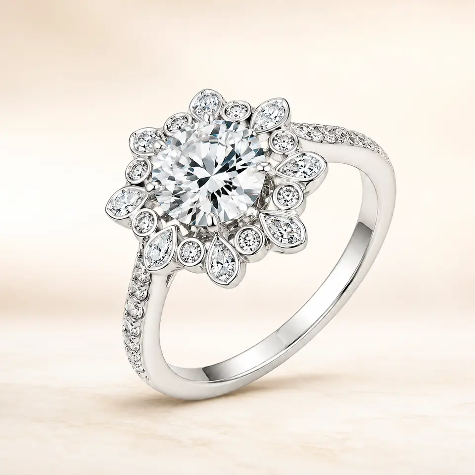 Celestial Bloom platinum diamond ring