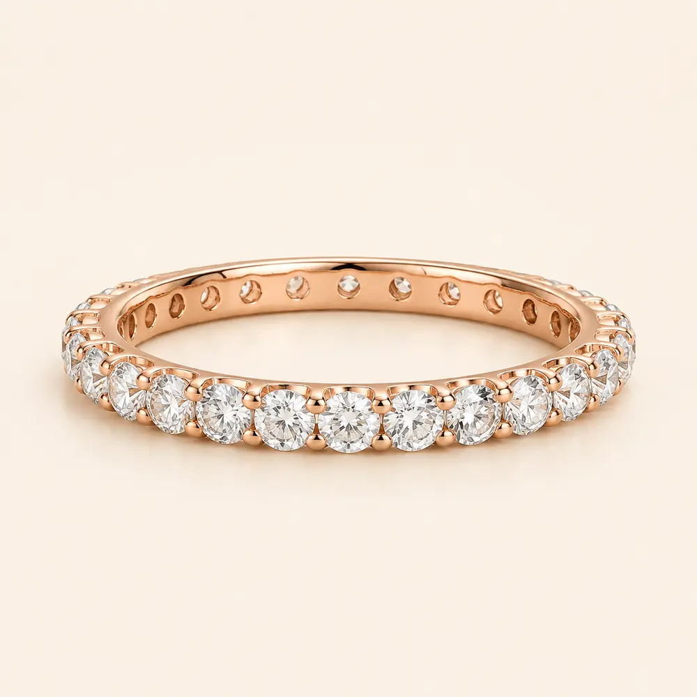 Diamond eternity band in rose gold