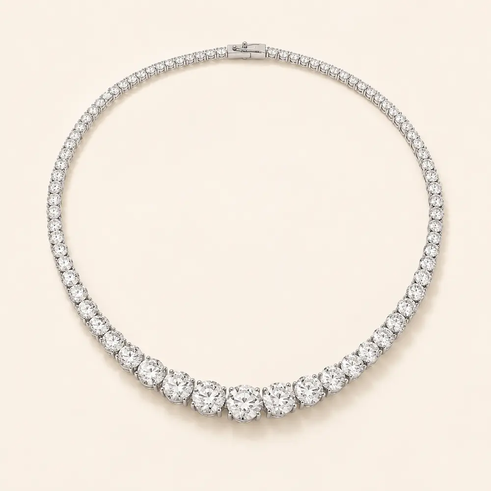 Graduating diamond rivière necklace in white gold